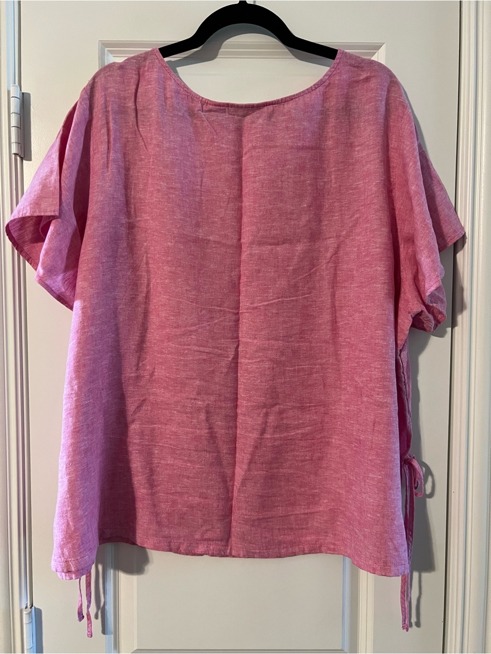 Pink Ruffle Sleeve Linen Top - Picture 6 of 7